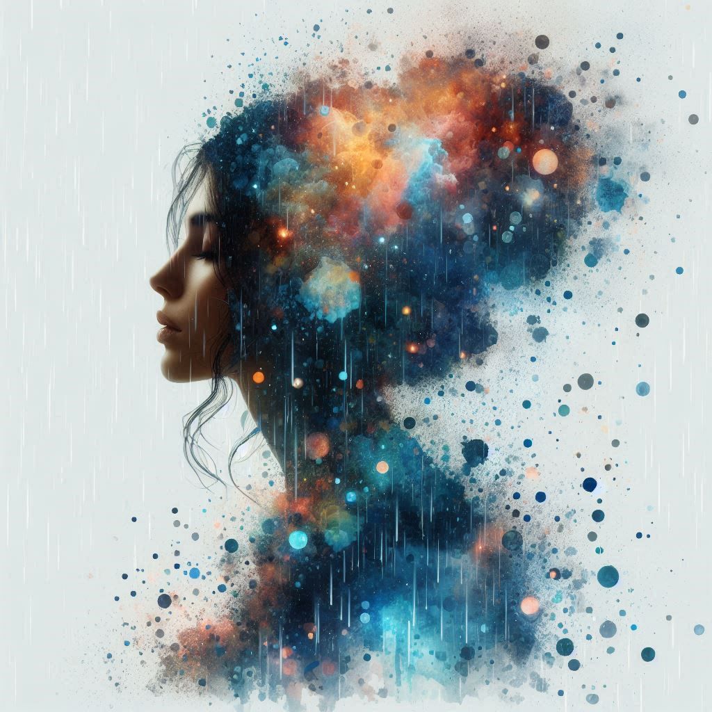 double exposure beautiful fantasy DALL-E 3 portrait landscape..