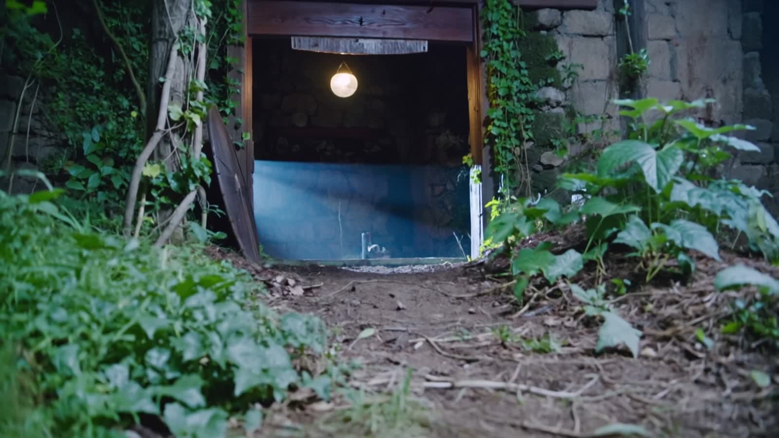 A moonlit night, a well in an overgrown garden, a dark demon crawls out of the well