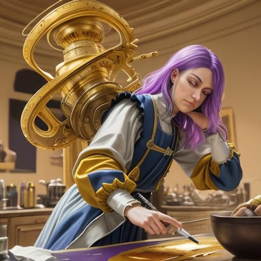 renaissance painting yellow and purple yellow and blue deep ...