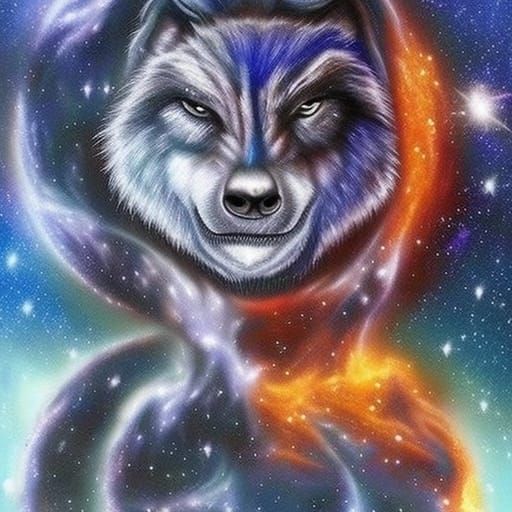 Galaxy fire and ice wolf