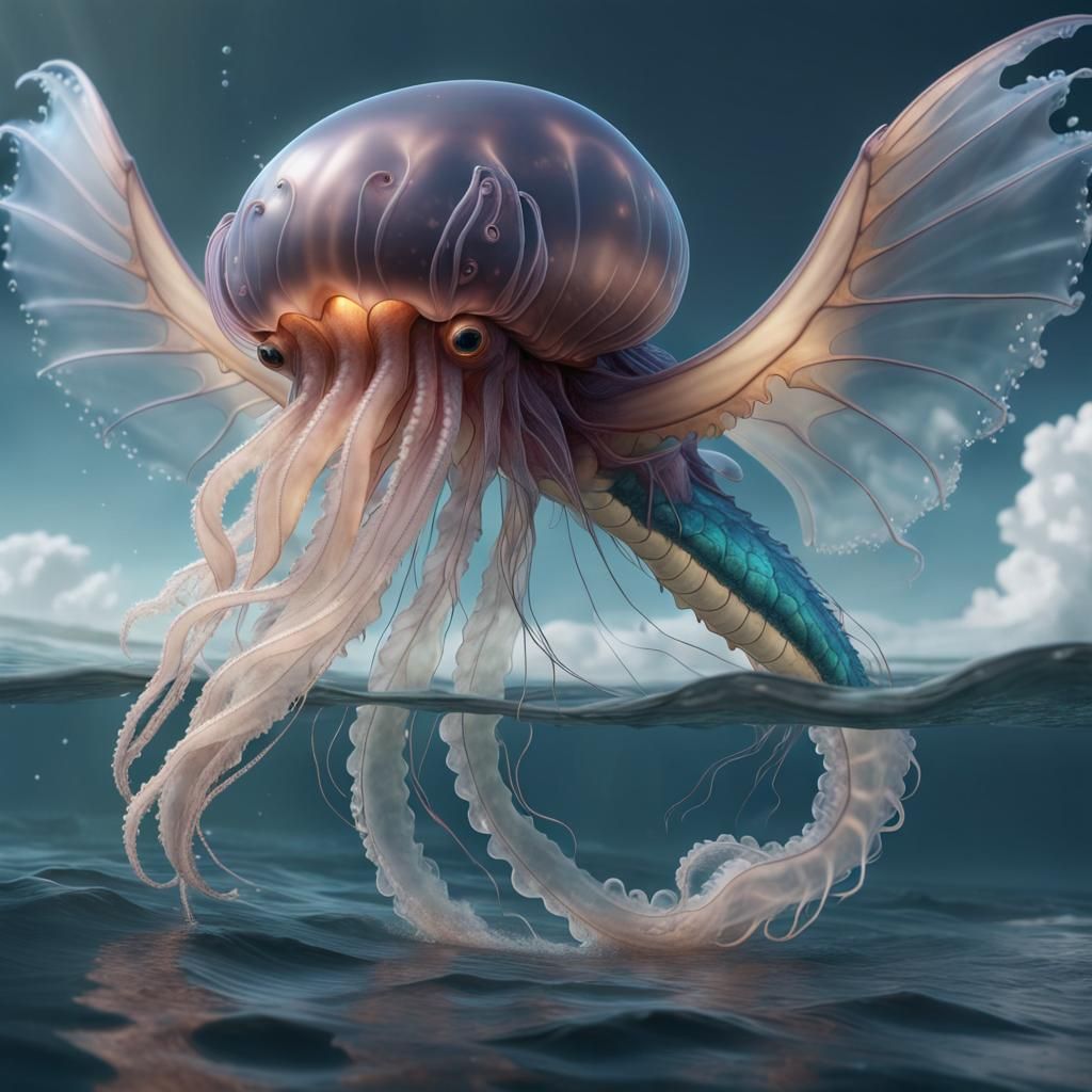 Winged Jellyfish - AI Generated Artwork - NightCafe Creator