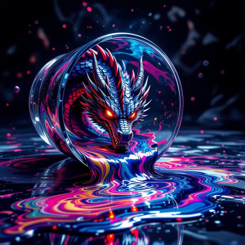 Ominous Dragon Emerges From Spilled Paint