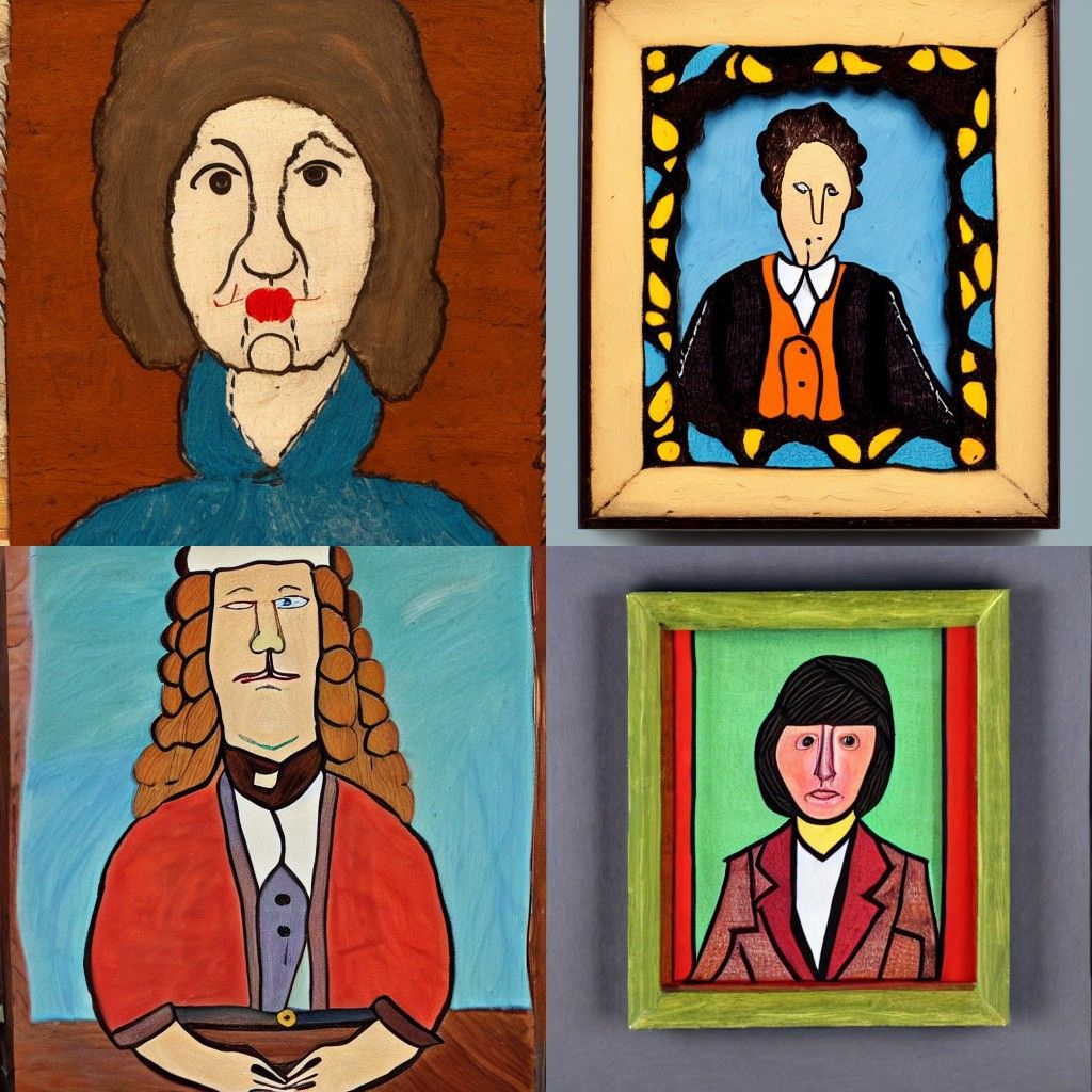 A portrait in the style of Folk art