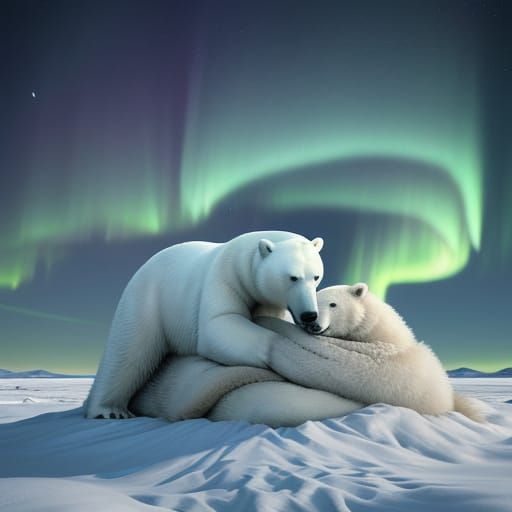   רועדים מקור ונמצאים מתחת פוך ומתחממים אחד בתוך השני דובים בקוטב בקור אימים