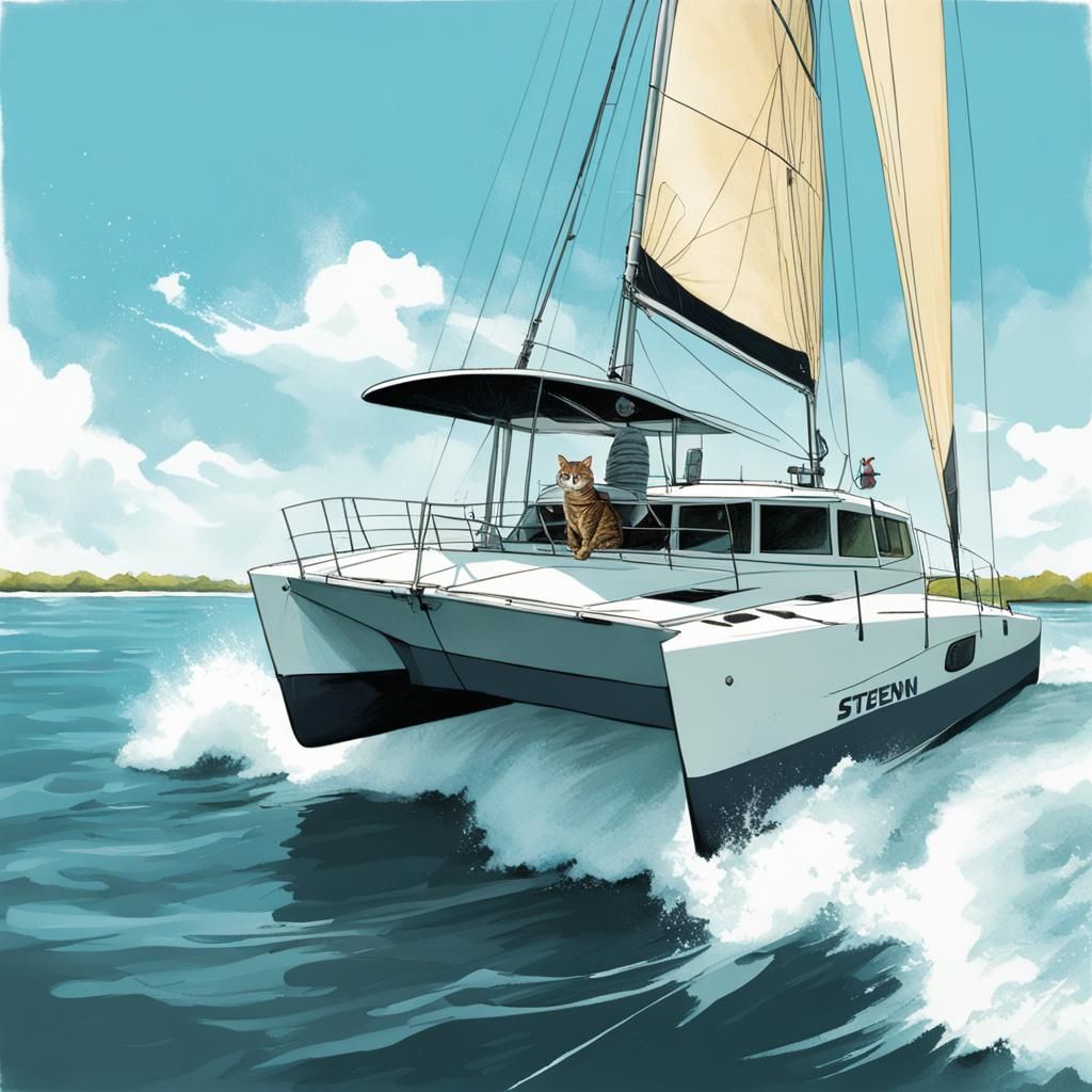 Cat On A Catamaran