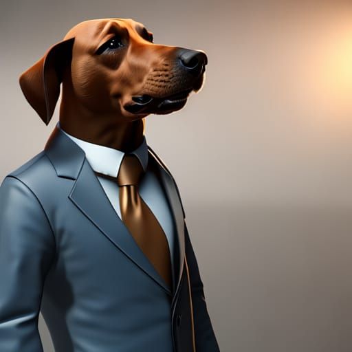 a dog in a suit fixing his tie knot 3D Game Cinematic Feel, Epic 3D ...