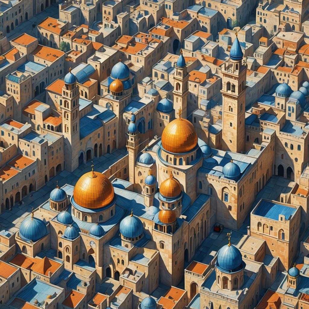 Jerusalem Cityscape: Aerial View Concept Art