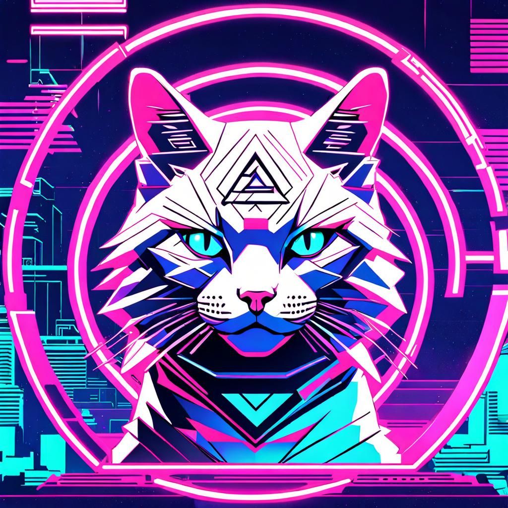 Vaporwave Cat - Ai Generated Artwork - Nightcafe Creator