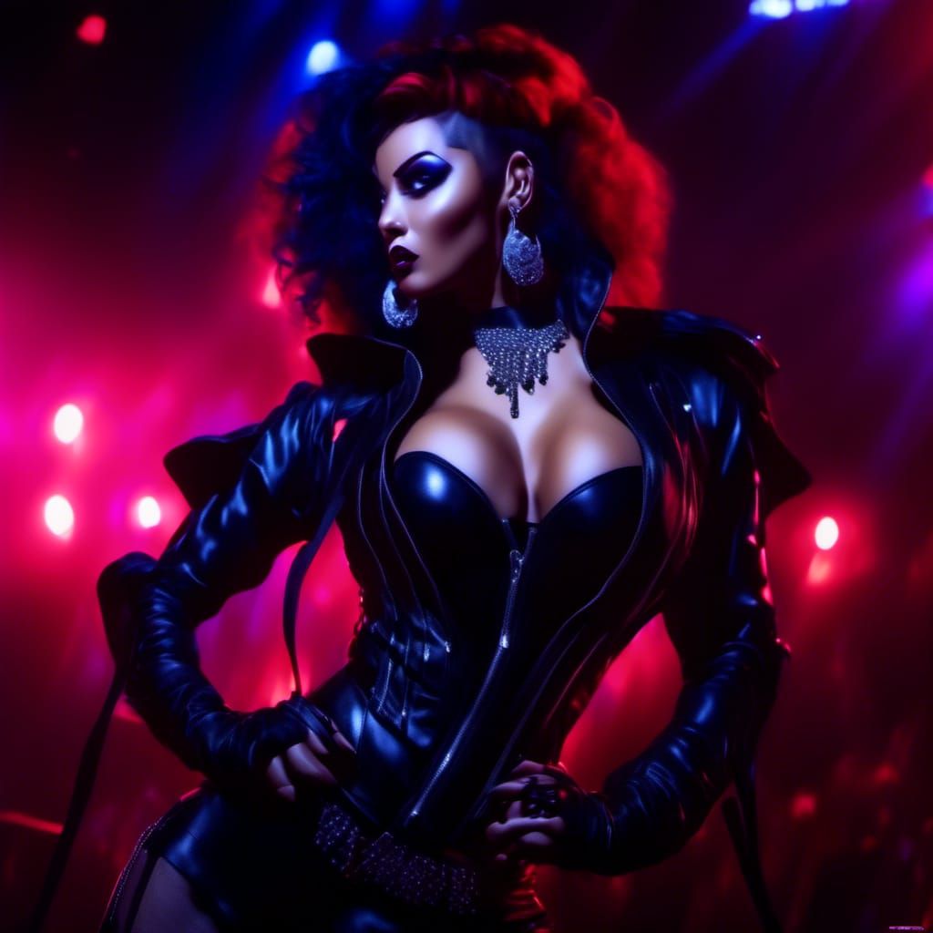 Gothic Woman Dancing in Noir Film Style