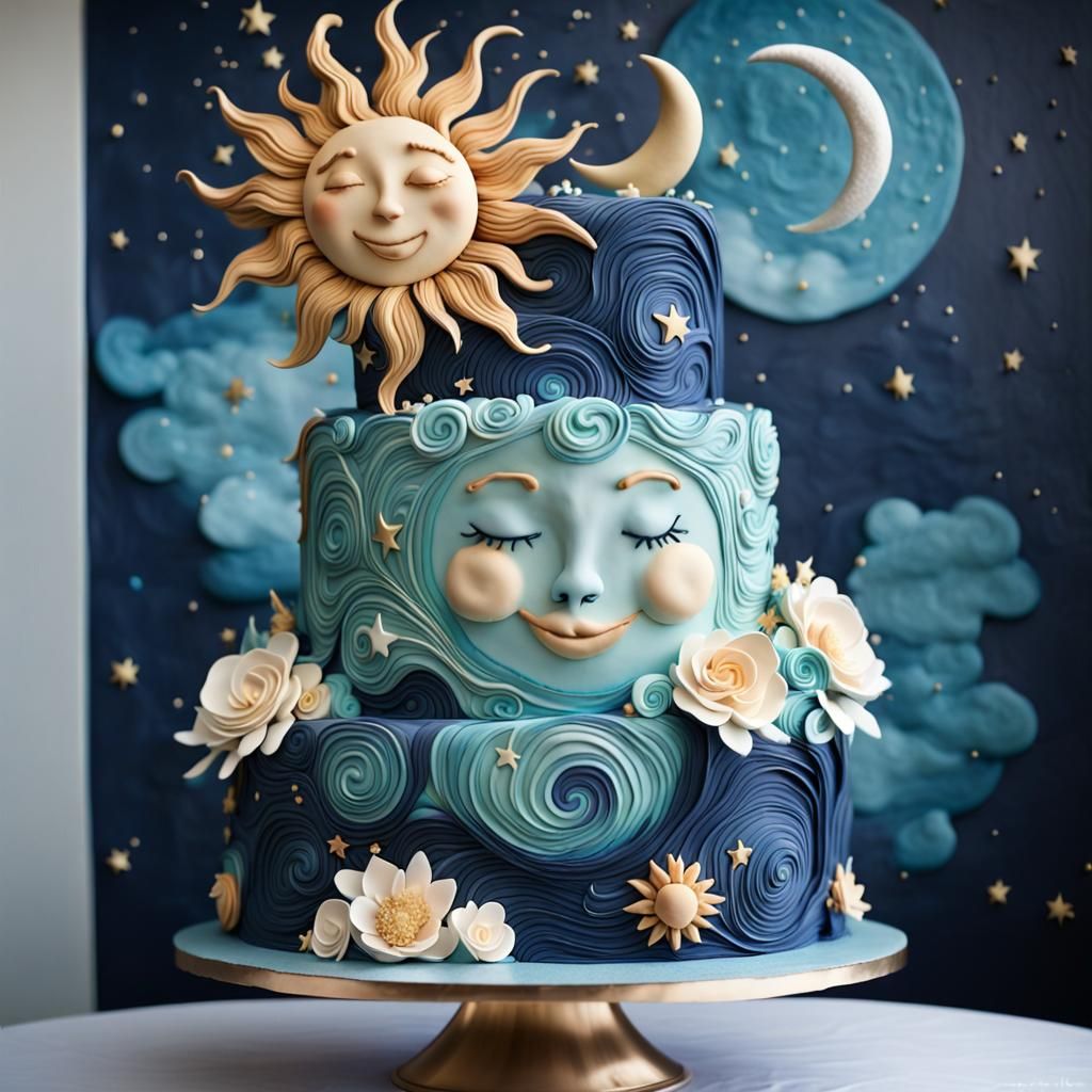 Sun Moon & Stars cake