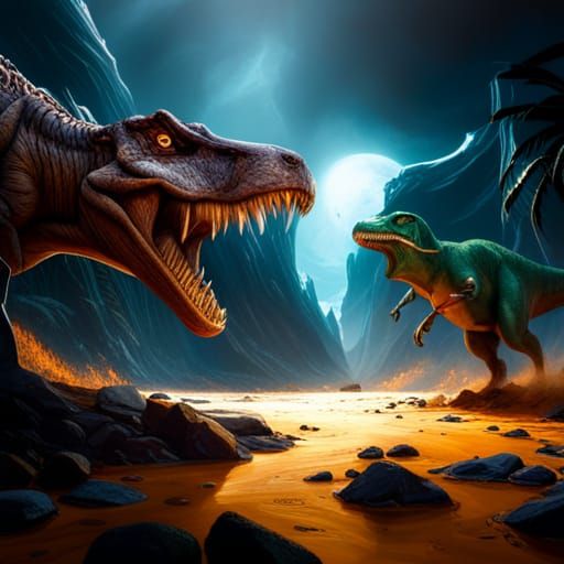 Spinosuars killing a t rex