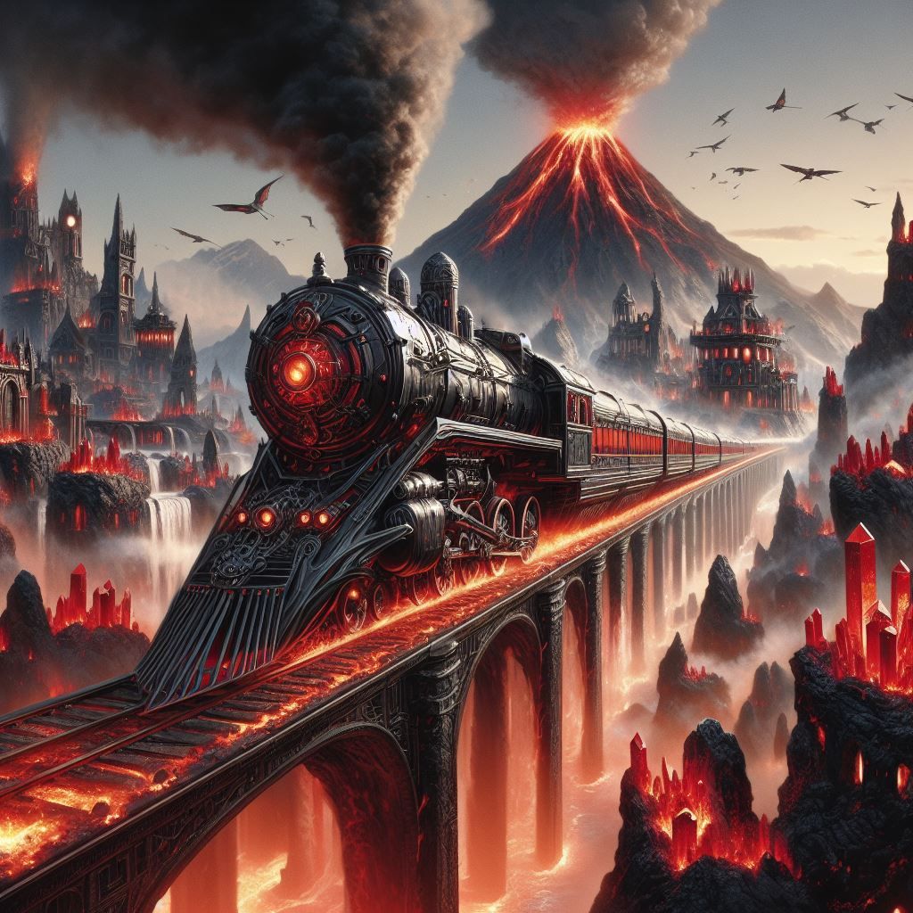 train of volcanic city