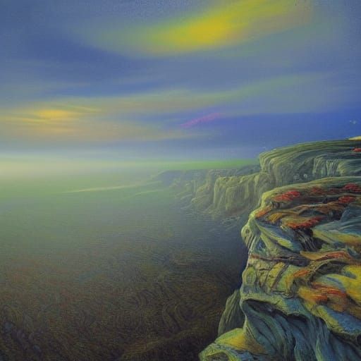 Surrealist Dreamscapes: Lone Figure on a Cliff