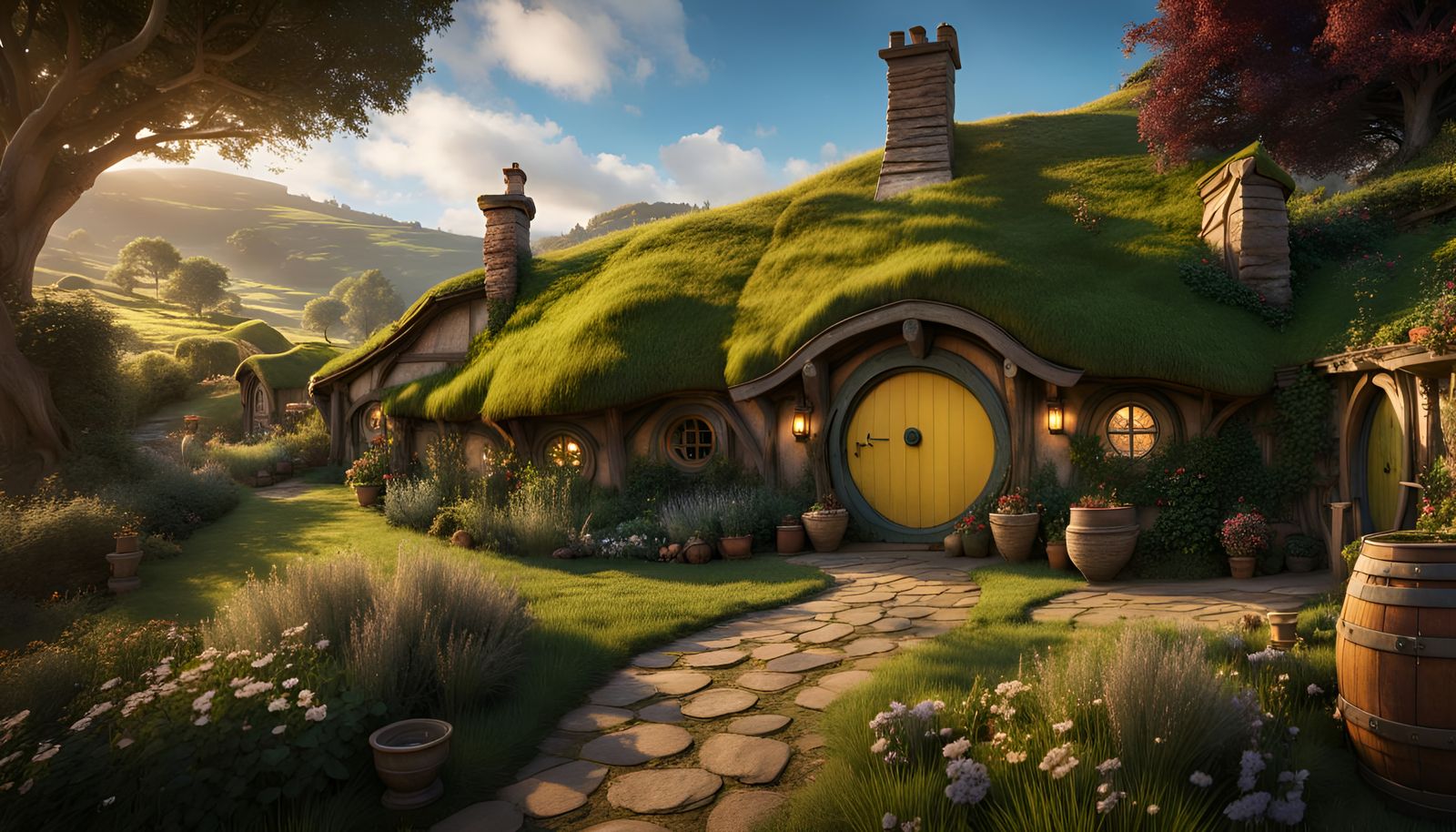 Hobbiton Bag End (2/2) Please Follow ) AI Generated Artwork