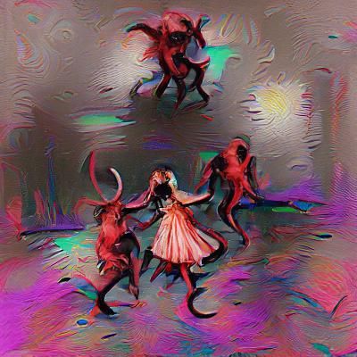 demons dancing around a girl