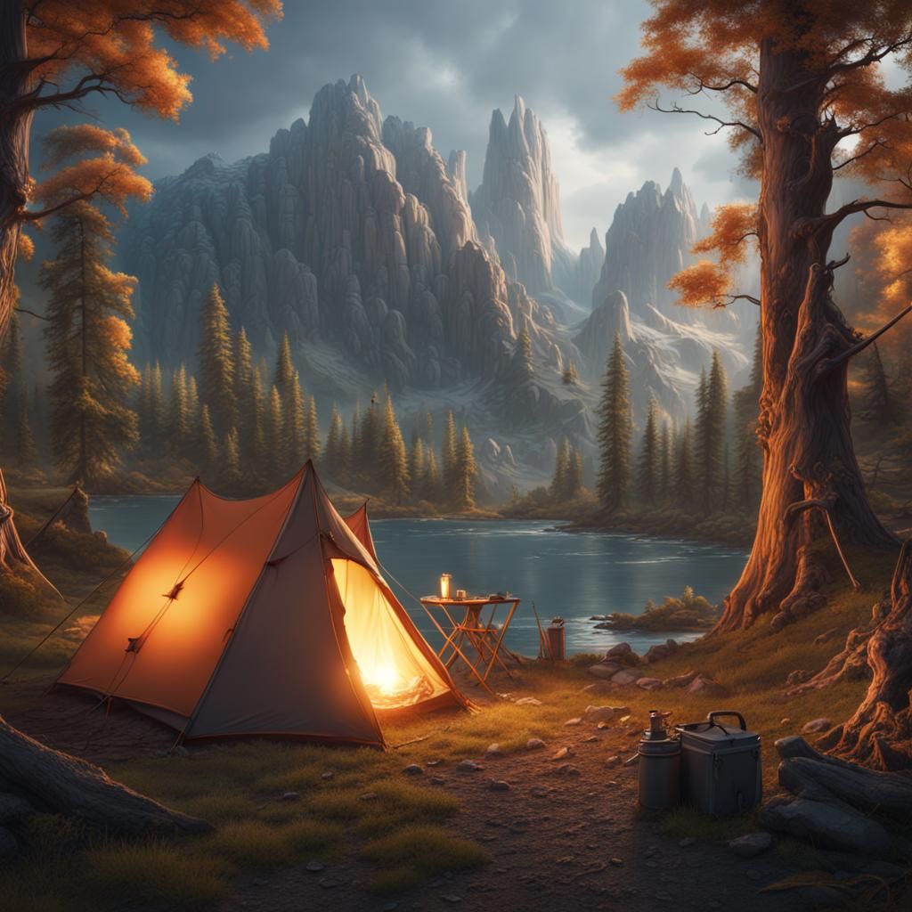 Camping - AI Generated Artwork - NightCafe Creator