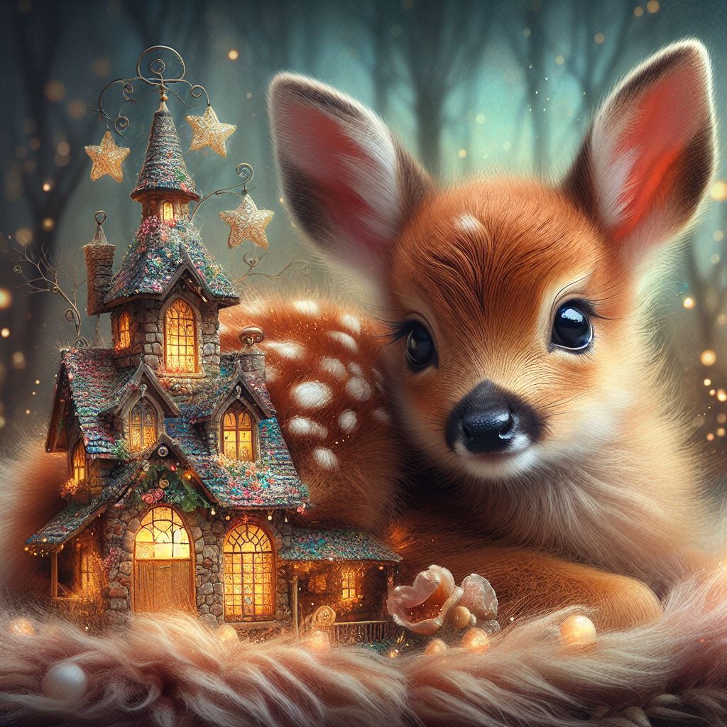 deer with cottage
