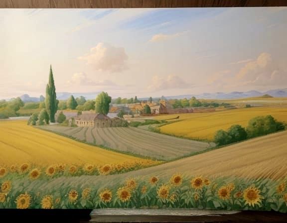 Lush Wheat Fields in Vibrant Rococo Colors