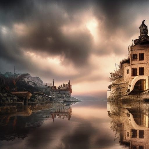 Surreal Melting Castle in Hyperrealistic Style