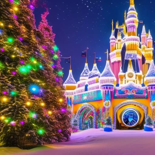Clock background Disney snow wonderland IMAX 8k resolution 8...