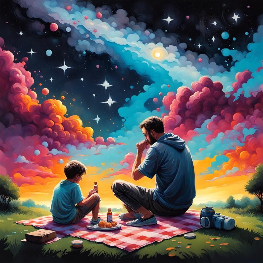 dad one son and  t star gazing picnic amazing