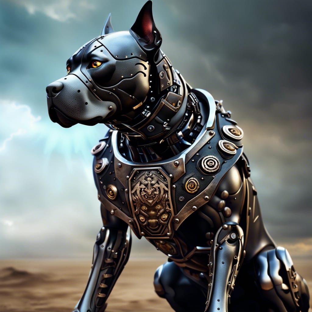 American Staffy Warforged Robot  by @Windra Storm