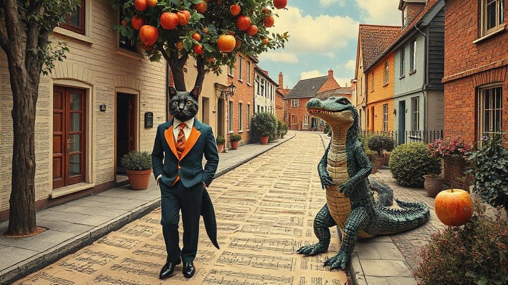 Surreal Animal Couple in Paper Town