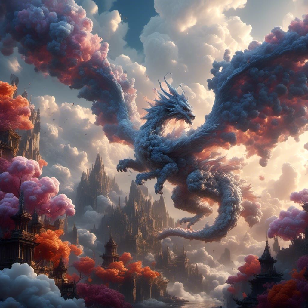 Langenday nature Flower  dragon very detailed big scales and...