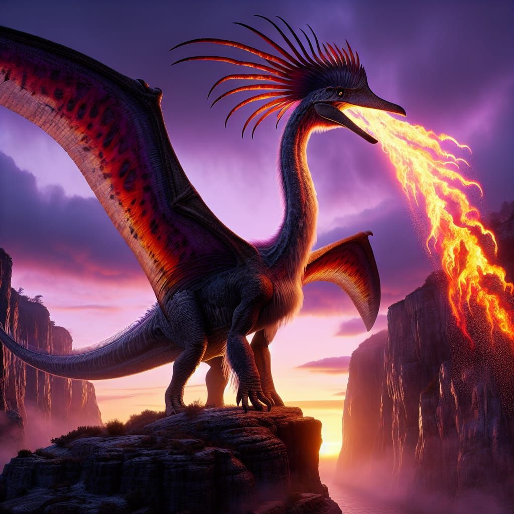 A fire-breathing Quetzalcoatlus - AI Generated Artwork - NightCafe Creator