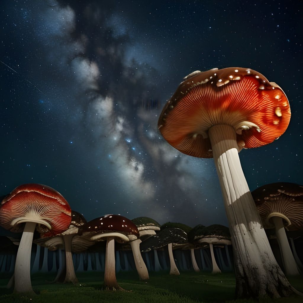 Cosmic Forest Bloom in Mystical Vapors