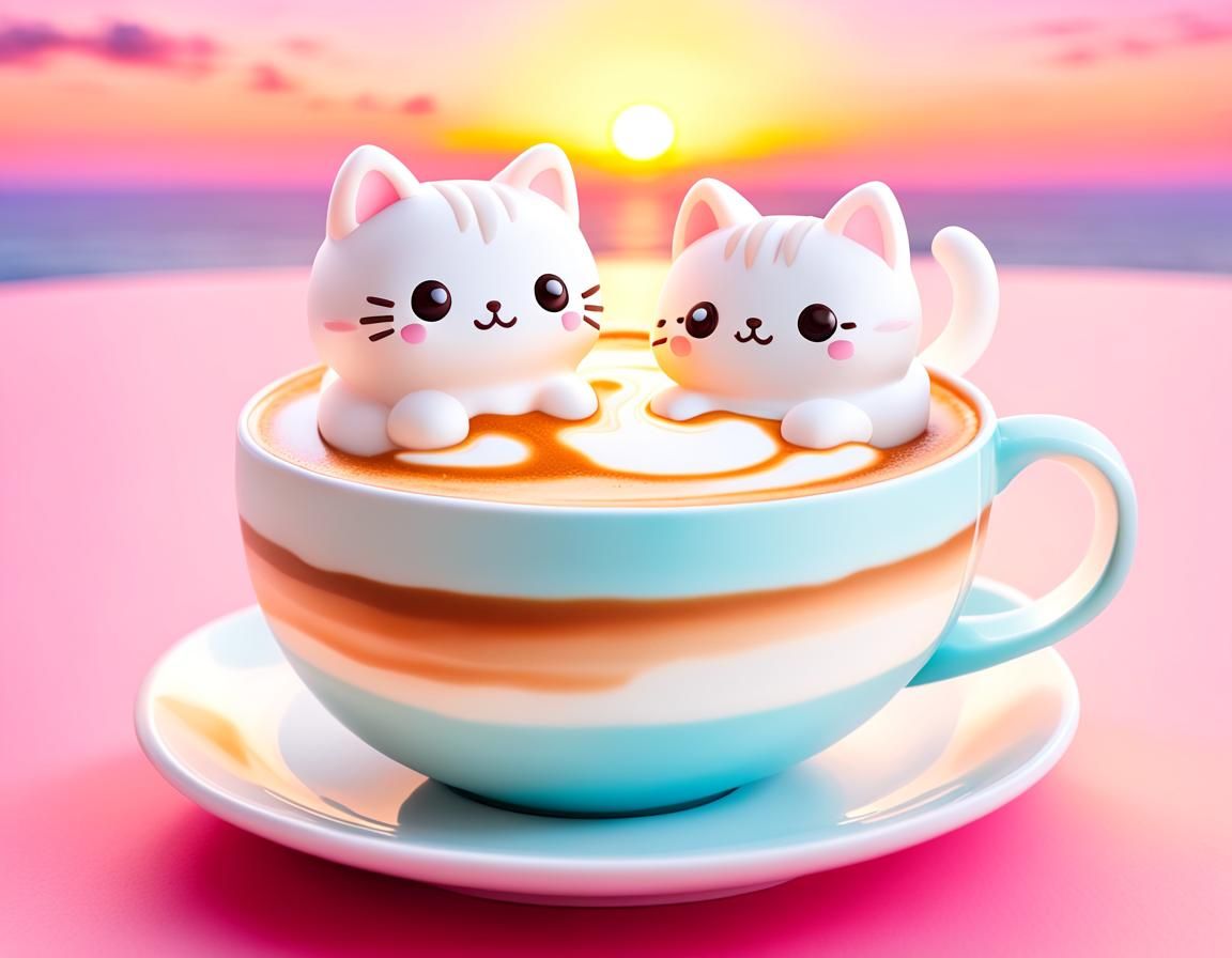 Cat 3D latte art ☕️