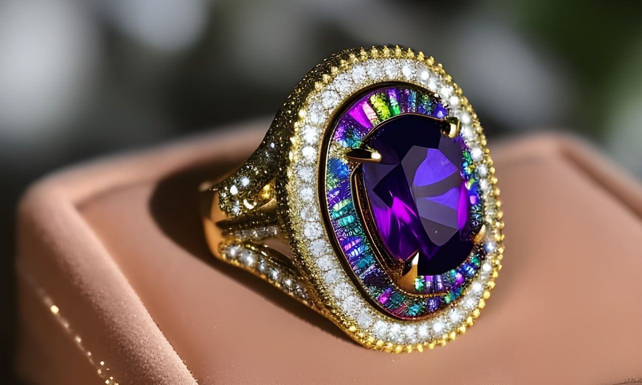 Beautiful And Rare, Diamond, Opal, and Amethyst 24kt Gold Ring      by @Kit30kat