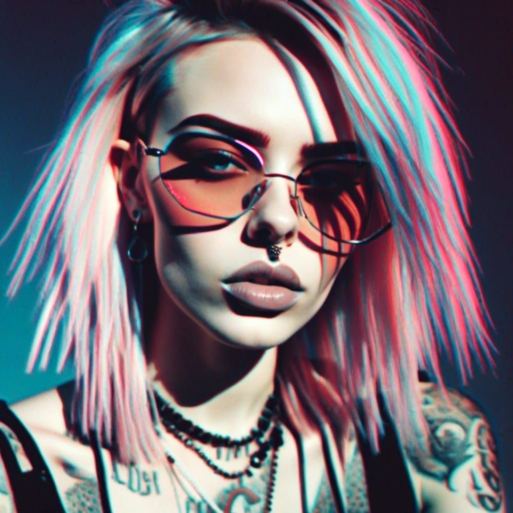  <lora:ScratchAttitude:1.0> glitchy geainy portrait. Light bleed. Lens flare. Colour bleed. Glitch frames