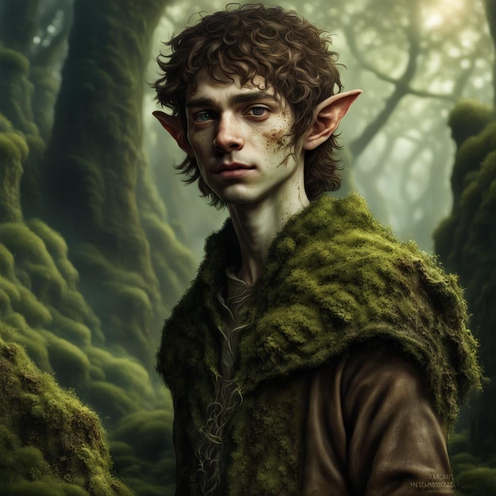 Full body of a very young elven man in his teenage years wit...
