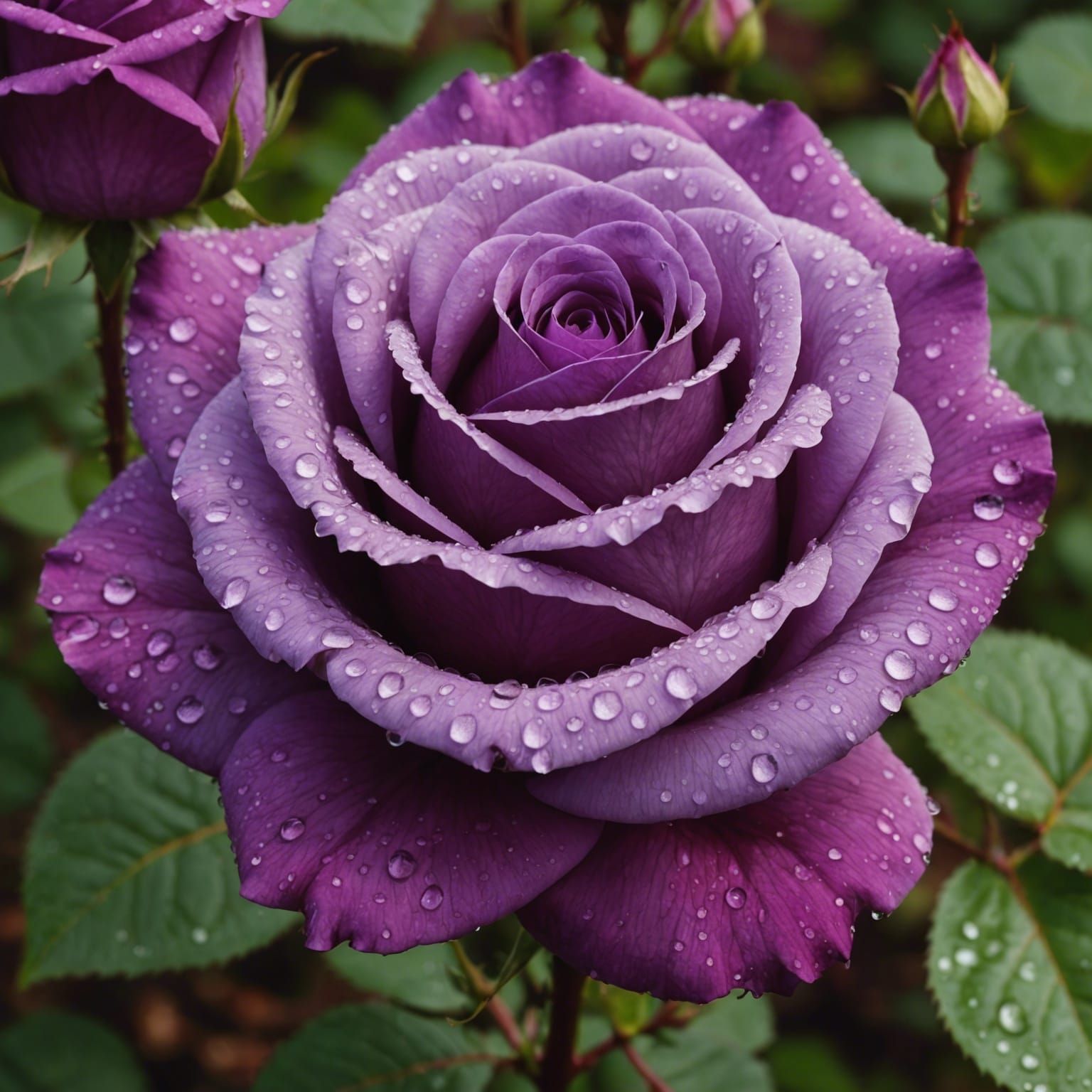 A beautiful purple rose with dew drops  by @Giulia