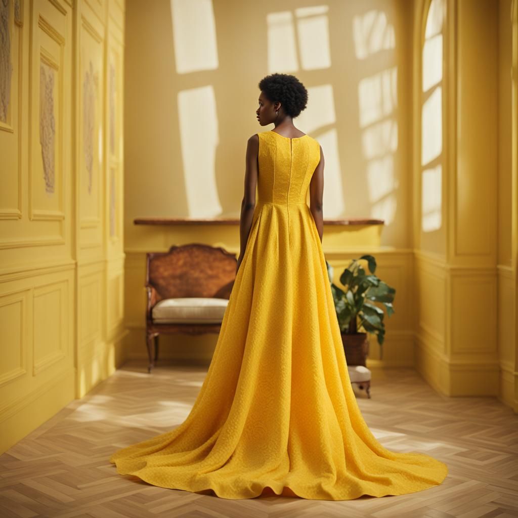 Mustard Yellow Lace-Up Belted Long Formal Dress – Modsele