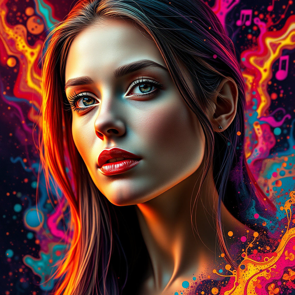 Hyper-Realistic Portrait in Vibrant Splash Art Style