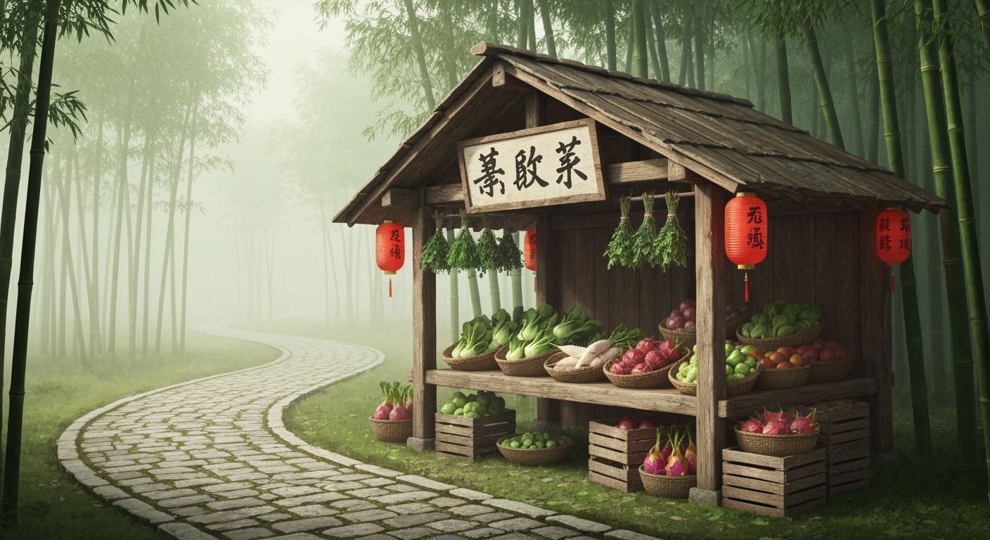 Asian farmstead along the cobblestone path  by @KrisB