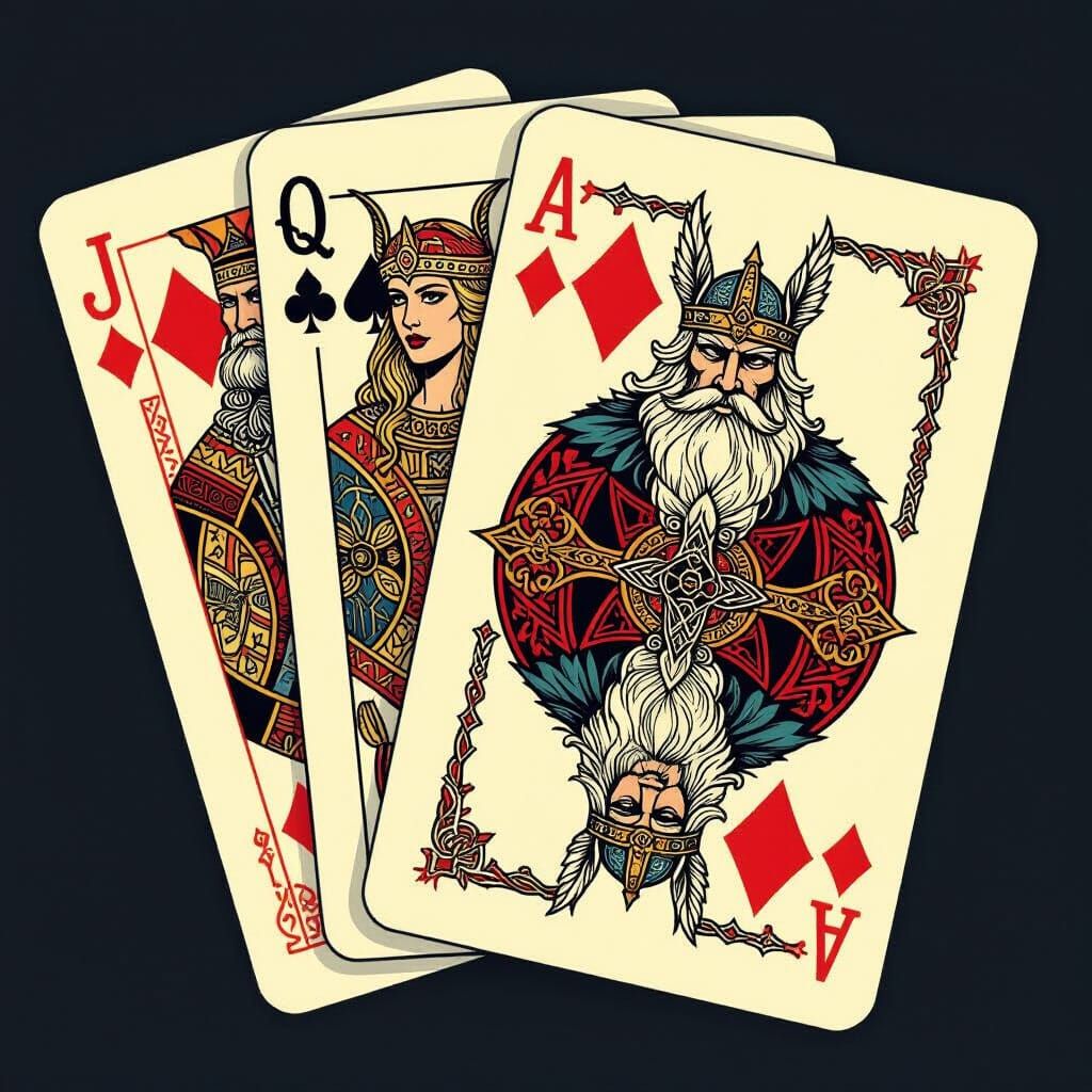Playing cards that have a Norse feel.  by @JupsoGrevin
