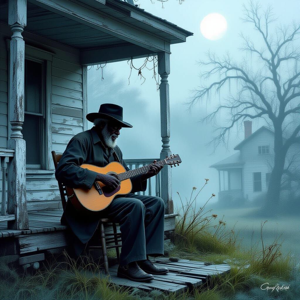 an old black man playing the blues 