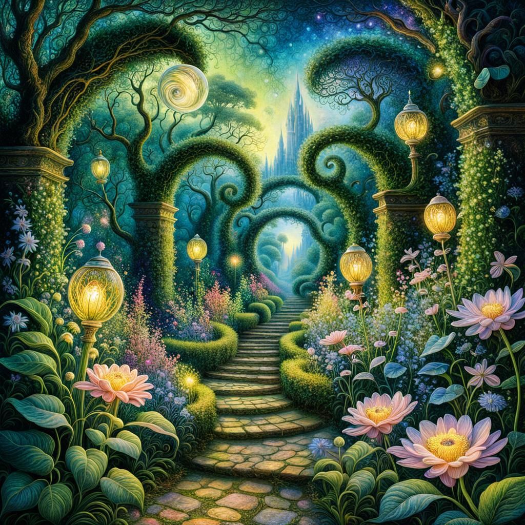 Fairy Garden Path at Dusk