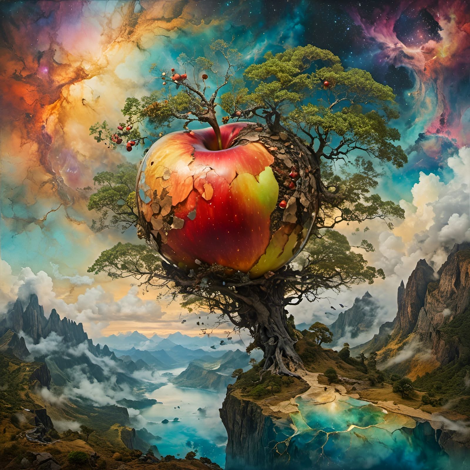 surreal apple in paradise <lora:hyperkraximalism:1.0>
