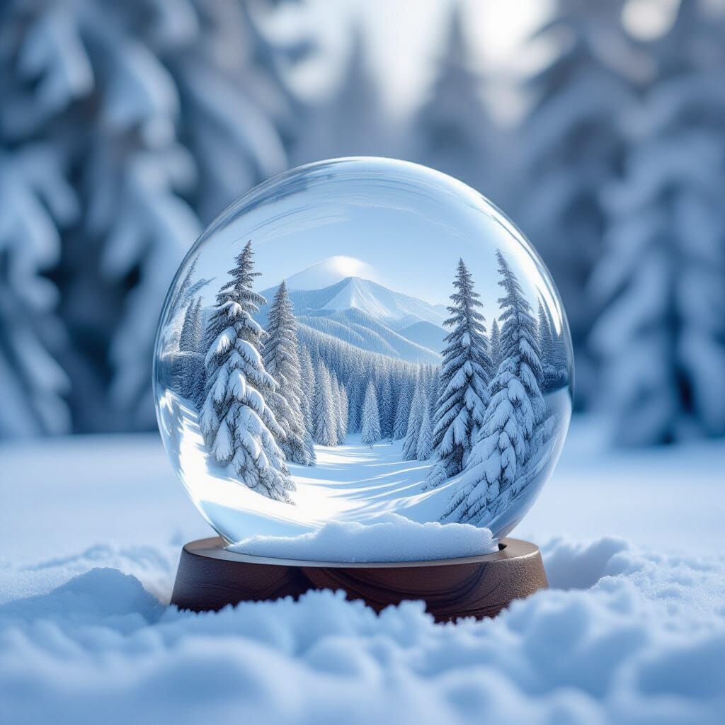 Mirror Reflects Winter Forest World - Dual Scene Art