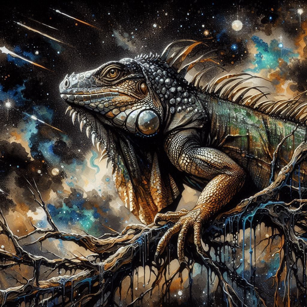 Iguana at night