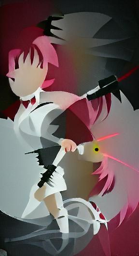 Neo-noir Madoka Kaname minimalist vector artwork