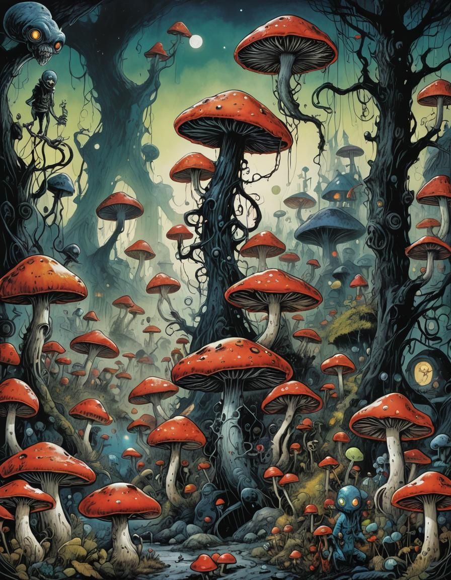 a horrific alien creature mushroom