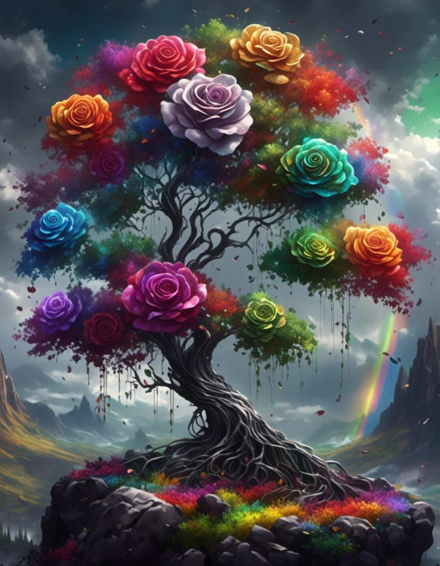 Rainbow rose tree 2