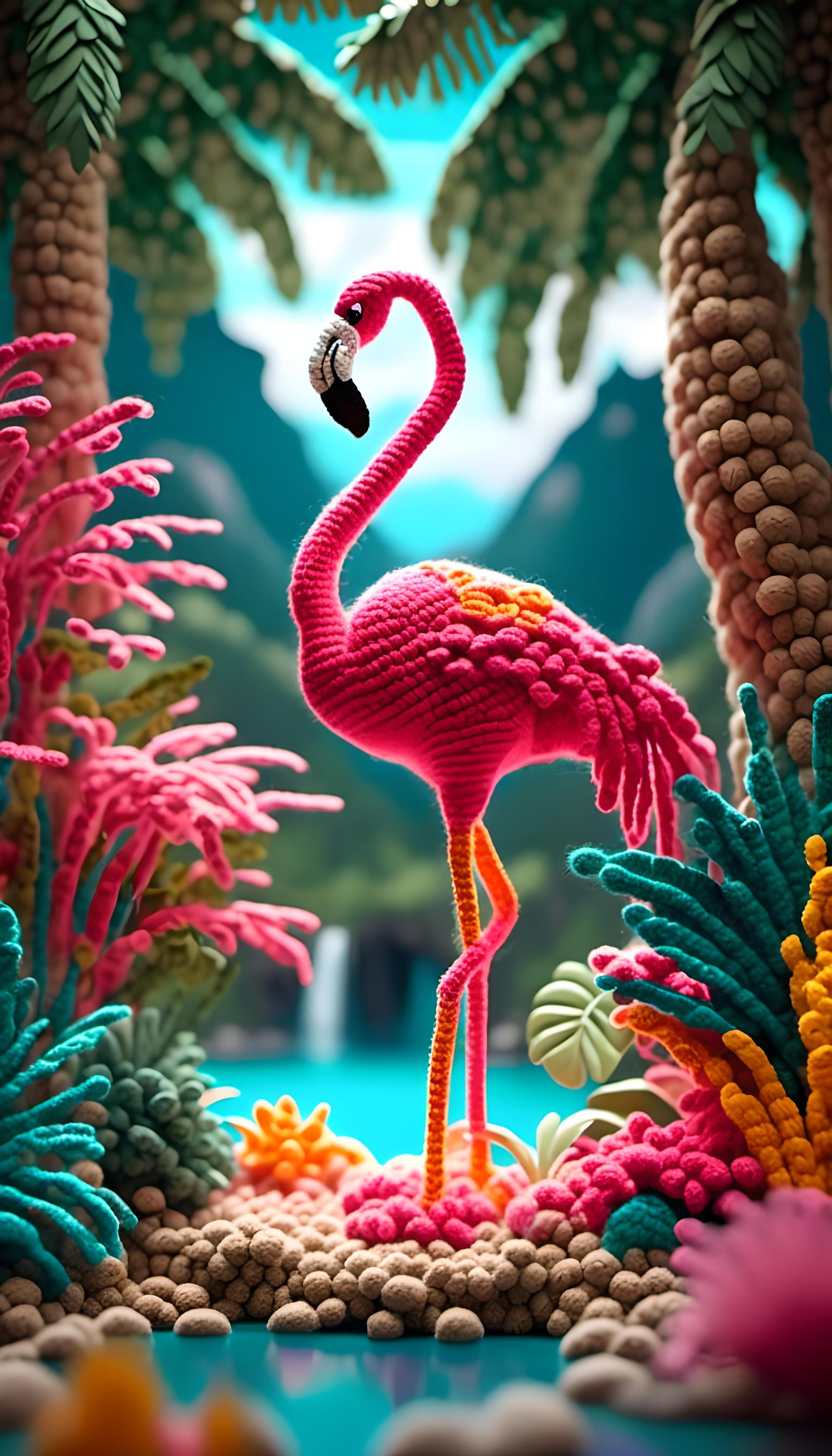 A Crocheted Flamingo