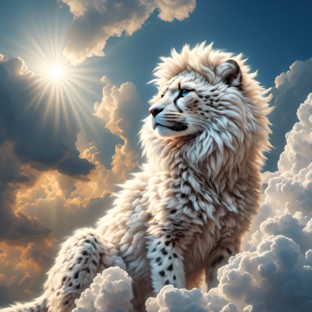 Cloud <lora:Cloud Animals:1.0> <lora:Silvery snow:1.0> Cheet...