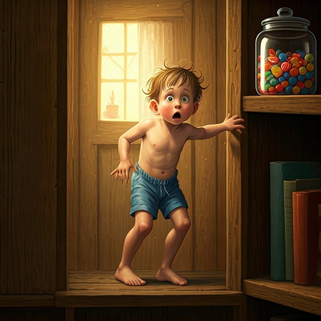 Little Boy's Sweet Temptation in a Nostalgic Americana Style